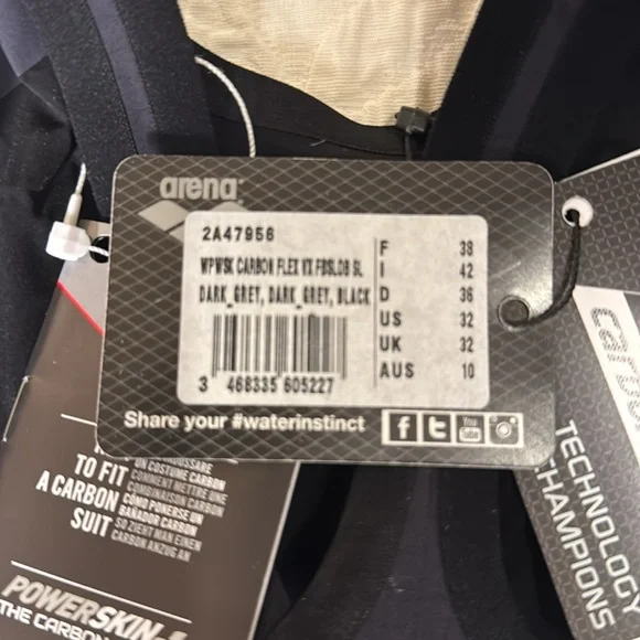 Arena NWT Powerskin Carbon Flex VX tech suit - open back, dark grey/black - Picture 4 of 5